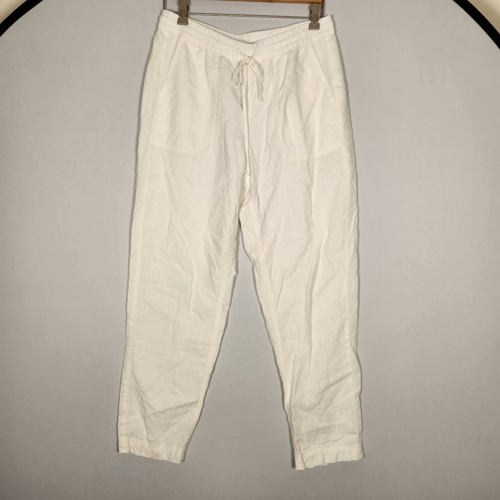 J Crew Linen Blend High Waist Tapered Straight Leg Pants Medium Tall